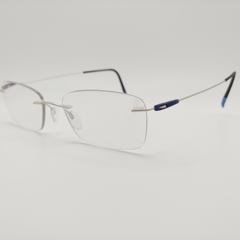 Silhouette Eyeglasses Unisex 19-150 Silver Blue Rimless Titan 5500 7000 Frames